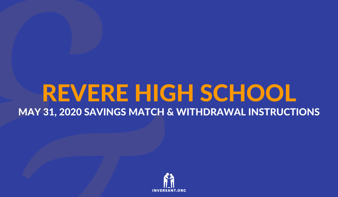 Revere May 2020 Savings Match and Withdrawals